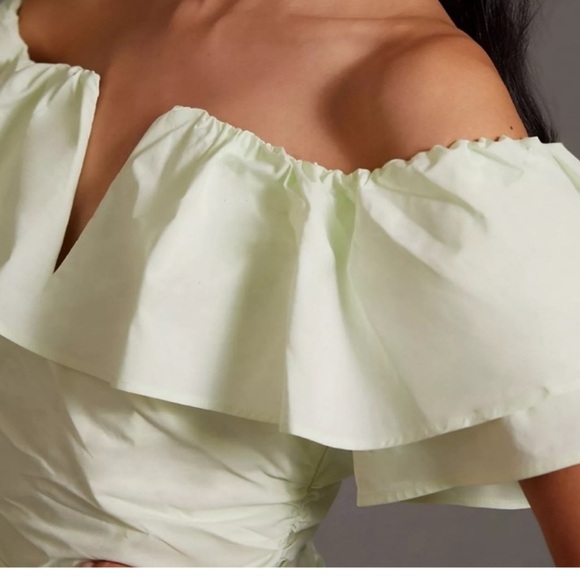 Anthropologie Maeve Ruched Off The Shoulder Dress Size 12 - Picture 2 of 11